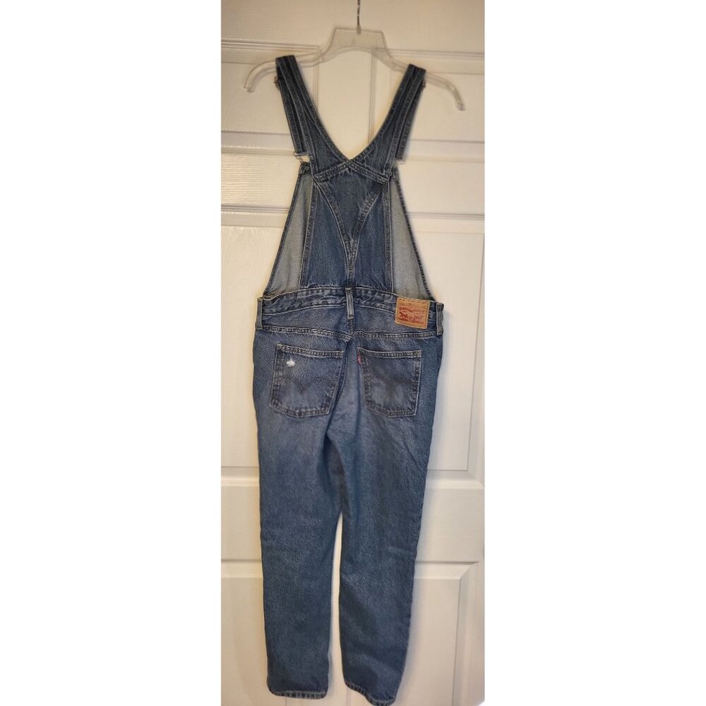 Levi's Vintage-Style Cotton Denim Overalls Medium Relaxed Distressed Utility - Picture 2 of 9